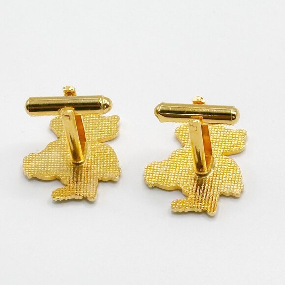 University of Wisconsin Enamel Cufflinks Bucky The Badger NCAA Goldtone - Picture 2 of 2